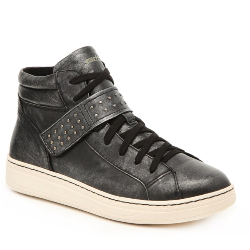 Earth Zeal Gunmetal Leather High Top Sneakers